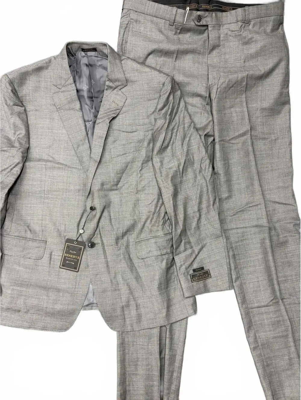 Jos A Bank Reserve 2 Piece Gray Wool Suit 44R/38 Tailored Fit